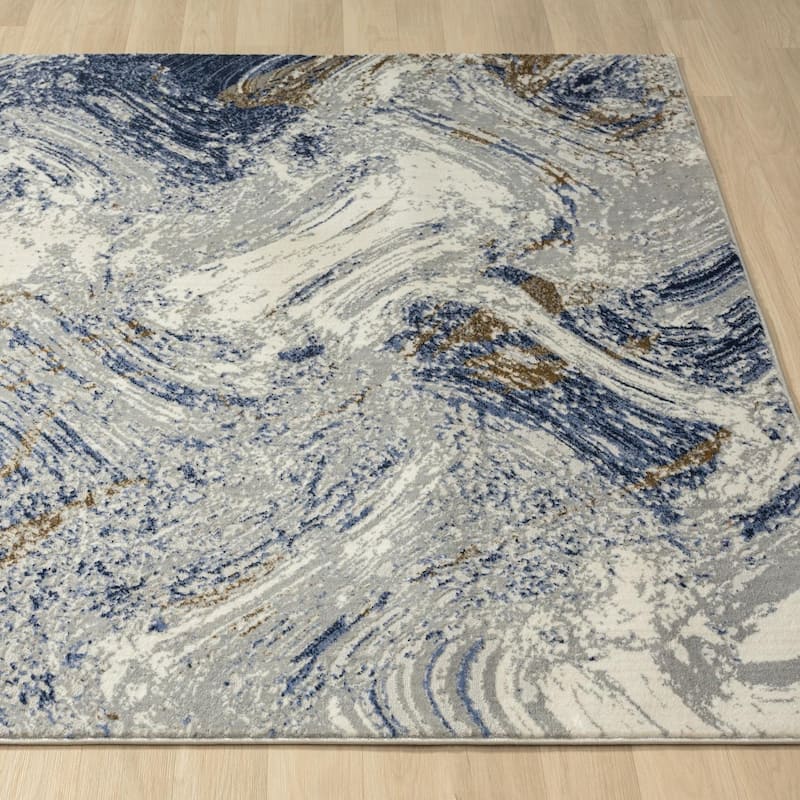 Luxe Weavers Marble Abstract Blue 2x3 Area Rug, Stain-Resistant Rug - 4' x 5' - Blue