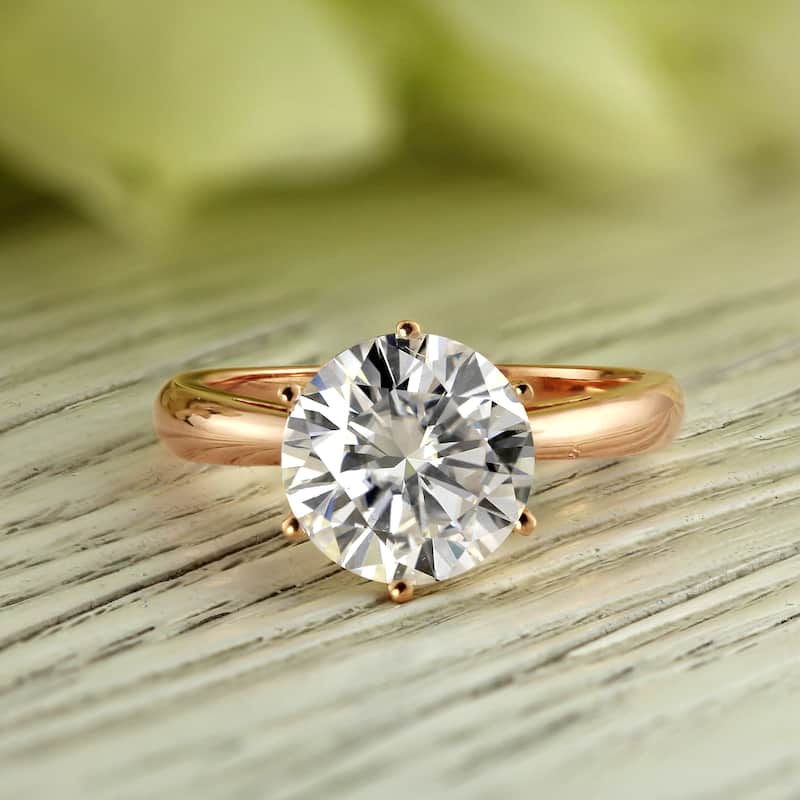 Auriya 14k Gold 2ctw Solitaire Moissanite Engagement Ring 6-Prong