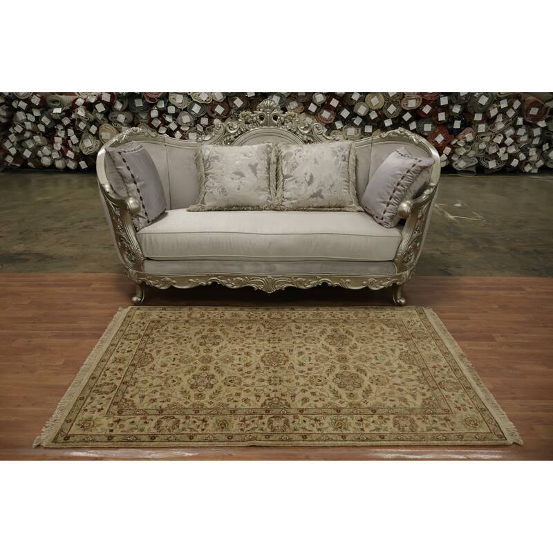 Hand Knotted Oriental 100% Wool Carpet Traditional All-Over Oranges & Rust Agra Area Rug - 6' 0'' X 3' 10''