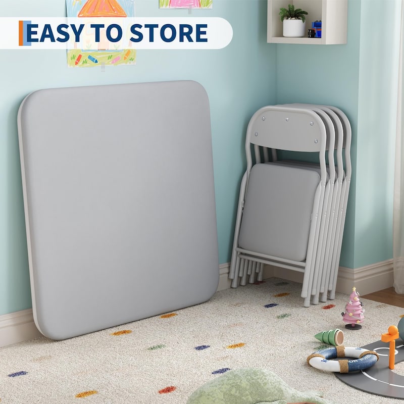 3/5-Piece Kids Folding Table and Chairs Set, Toddlers Children's Activity Table and Chairs Set