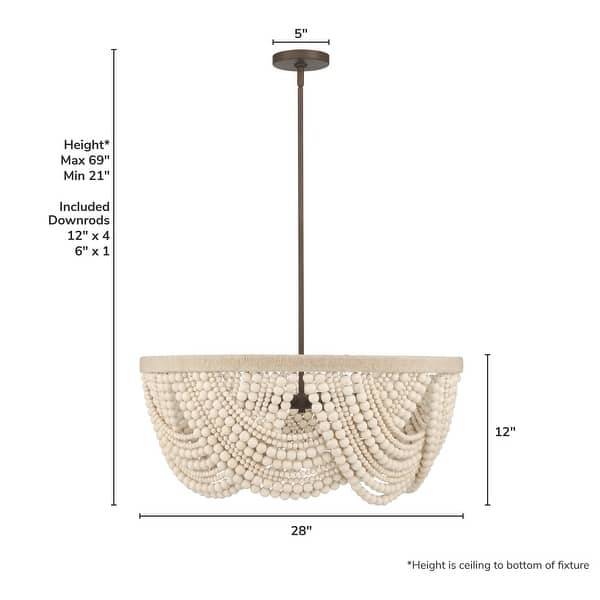 dimension image slide 3 of 4, Hunter Autumndale Chandelier - Dining Room, Entry, Living Room - Organic Modern