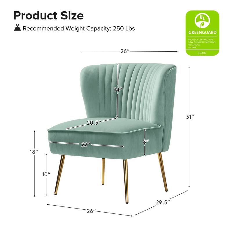 Monica 22''W Upholstered Modern Tufted Accent Side Chair with Gold Legs by HULALA HOME