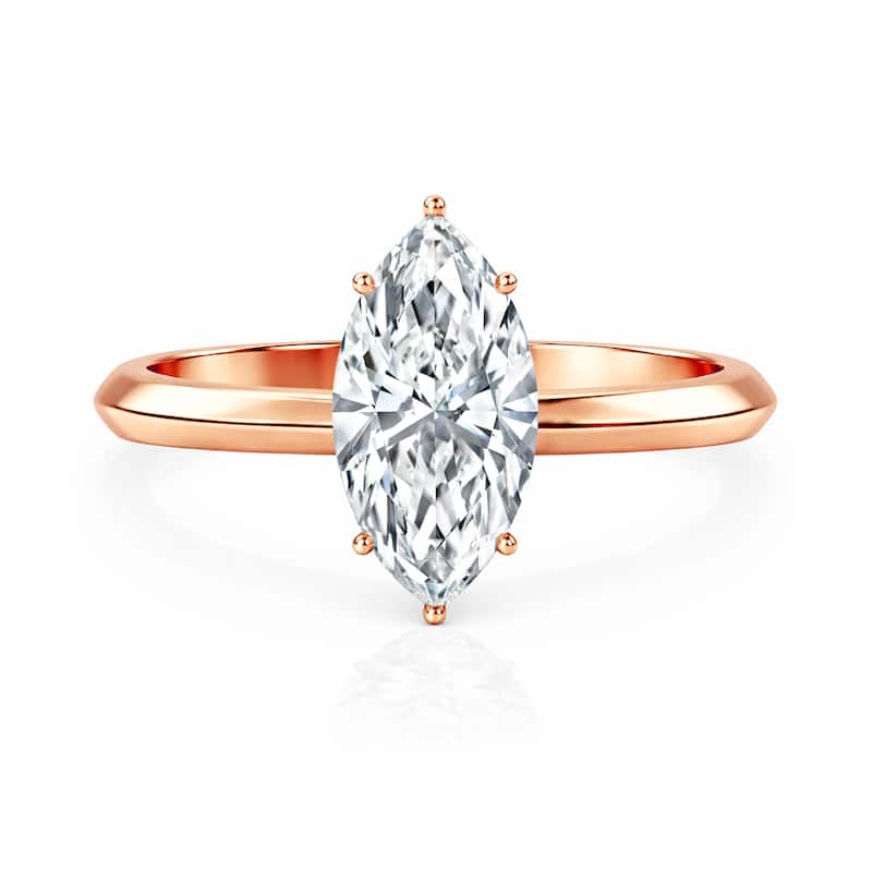 Auriya 14K Gold Knife Edge Lab Grown Marquise Diamond Engagement Ring 1.00 - 5.00ct. tw. (F-G, VS) - 3.00 carats - 6 - Rose