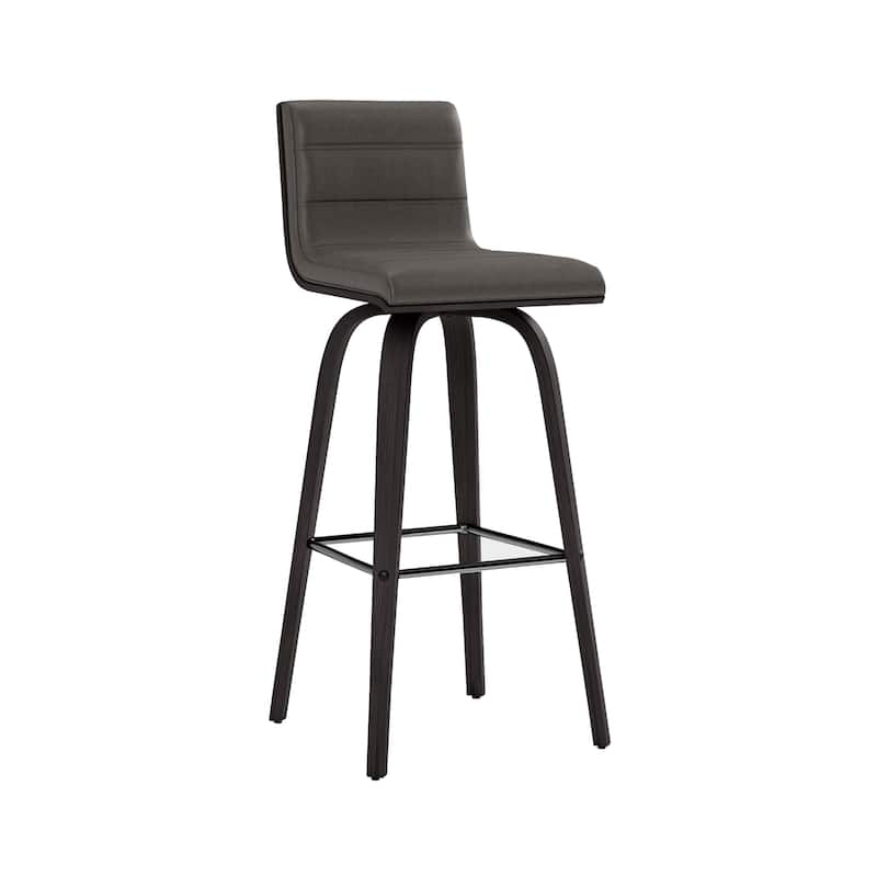 Skara Swivel Bar Stool, Upholstered Bar Height Chair with Bentwood Frame