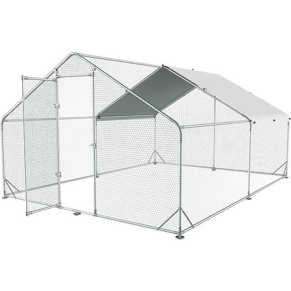 Metal Large Chicken Coop Walkin Poultry Cage Hen Run House Bed Bath