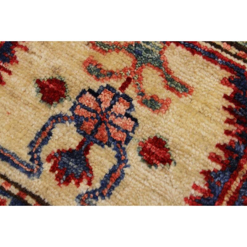 Caucasian Super Kazak Azalea Blue/Beige Hand Knotted Wool Rug - 8'10'' x 12'0''