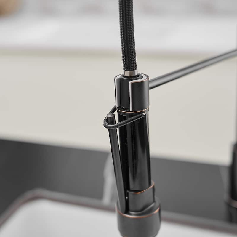 Modern Matte Black Pull-down 2-Function Kitchen Sink Faucet - 9.25''W x 19.48''H