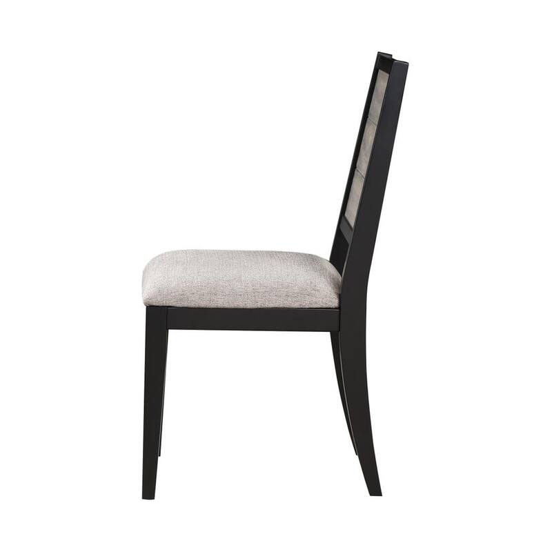 Dining Chairs Set of 2, Upholstered Seat in Grey and Black