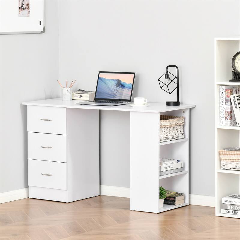 Home Office Computer Desk Bookcase - White