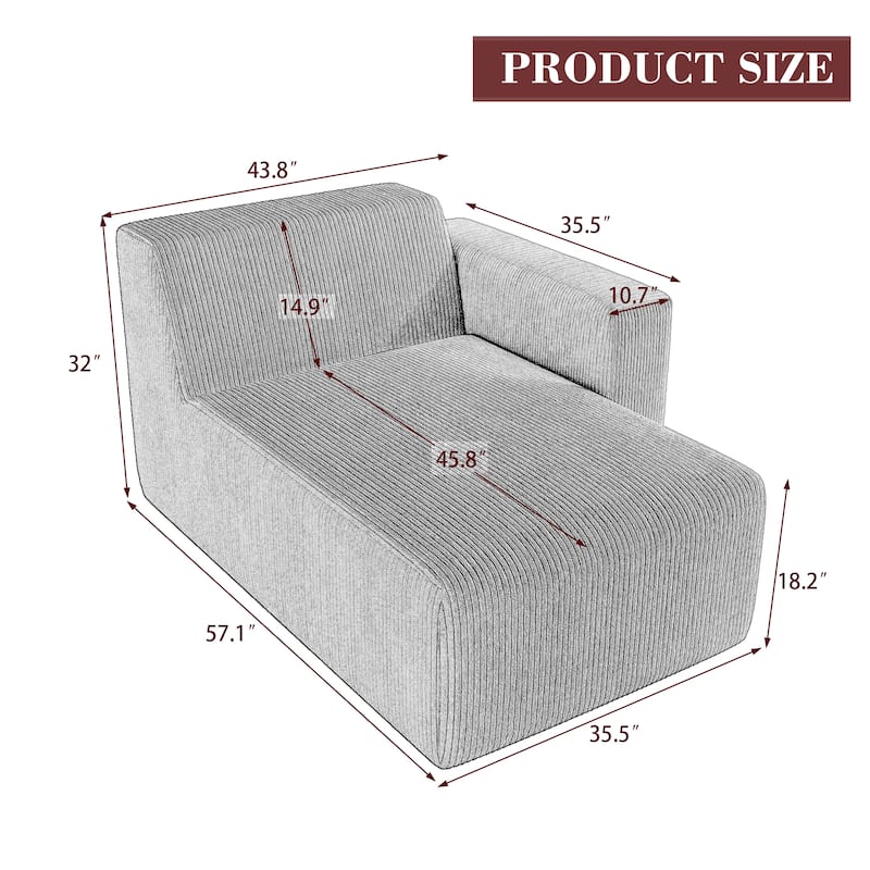 Indoor Modern Corduroy Chaise Lounge Couch