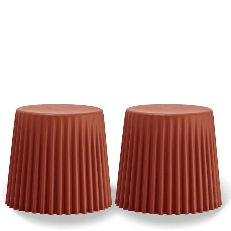 Set of 2 Stackable Stacking Cupcake Stool Dining Ottomans End Side Table Accent Chair Living Bedroom Kitchen Office - Orange