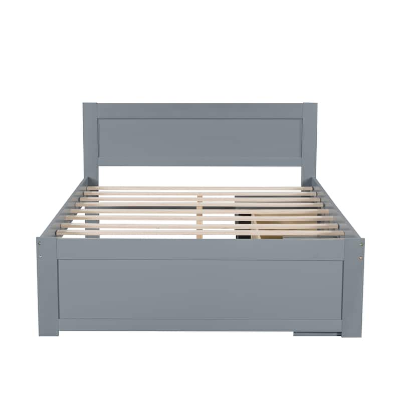 Full Size Platform Bed With Drawer And Two Shelves