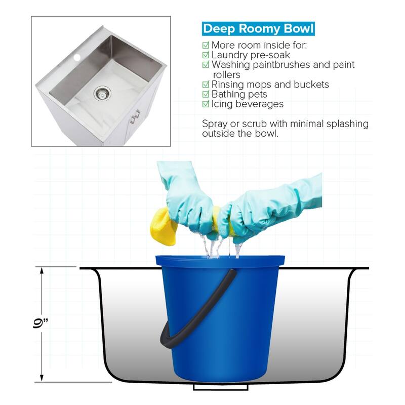 Transolid 24-inch All-in-One Laundry Sink Utility Cabinet - 23" x 19.52" x 34.5"