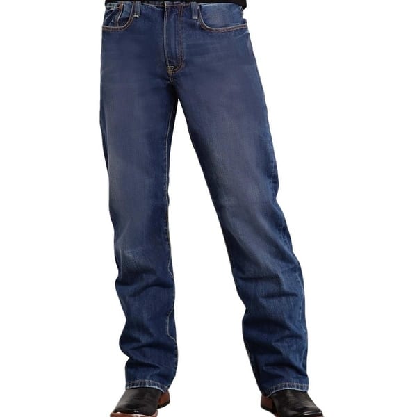 slide 1 of 3, Stetson Western Denim Jeans Mens Relaxed Med Wash