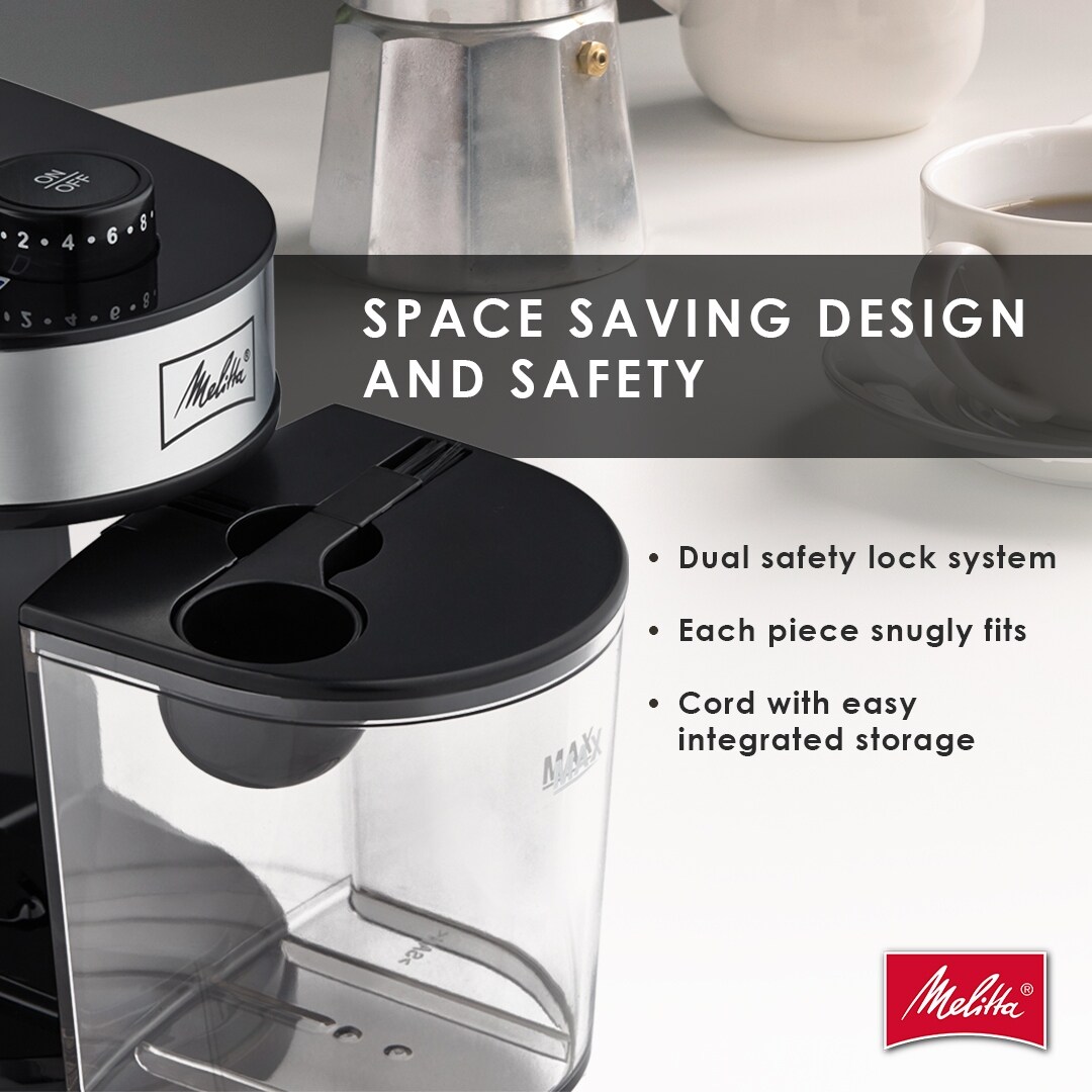 Melitta Molino Whole Bean Flat Burr Grinder Black