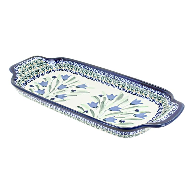 Blue Rose Polish Pottery 1282 Zaklady Bread Tray - Blue Tulip