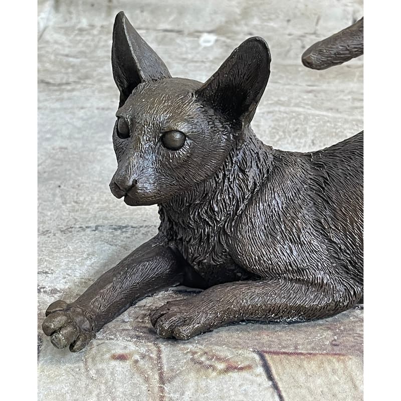 Signed Original Siamese Imitative Cat Bronze Sculpture Figurine Figure Home Decor Hot Cast