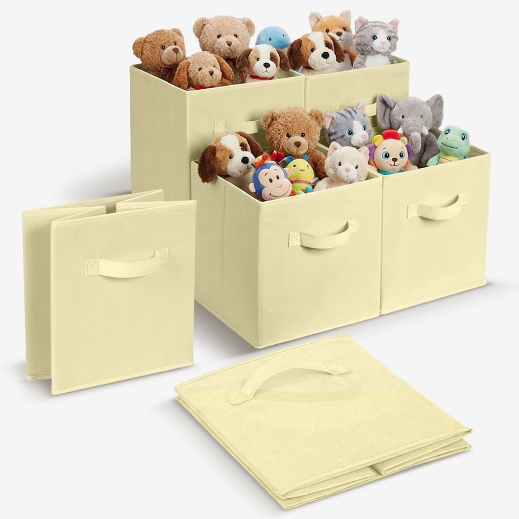 Cheer Collection 6 Pack Fabric Storage Cubes with Dual Handles Collapsible Organizer Bins