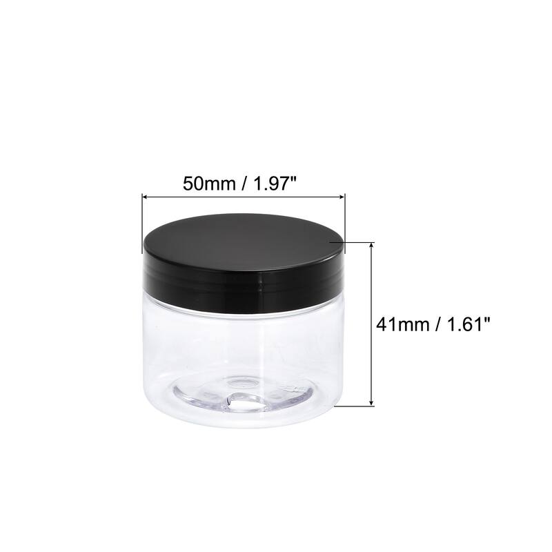 Round Plastic Jars with Black Screw Top Lid, 4Pcs