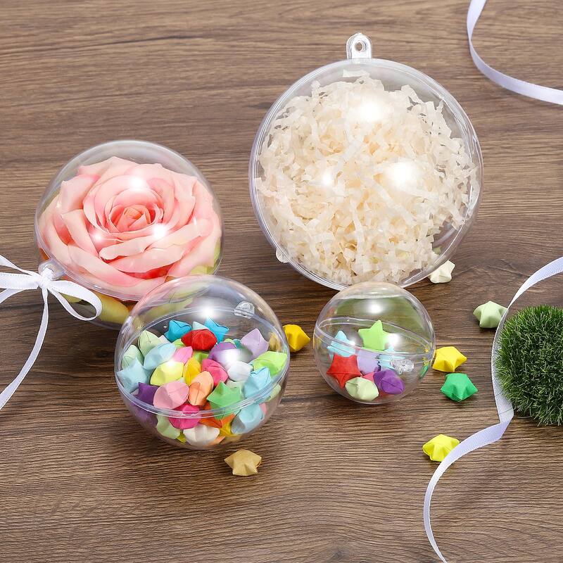 10Pcs Clear Plastic Hanging Ornament Balls with Rope for Decor