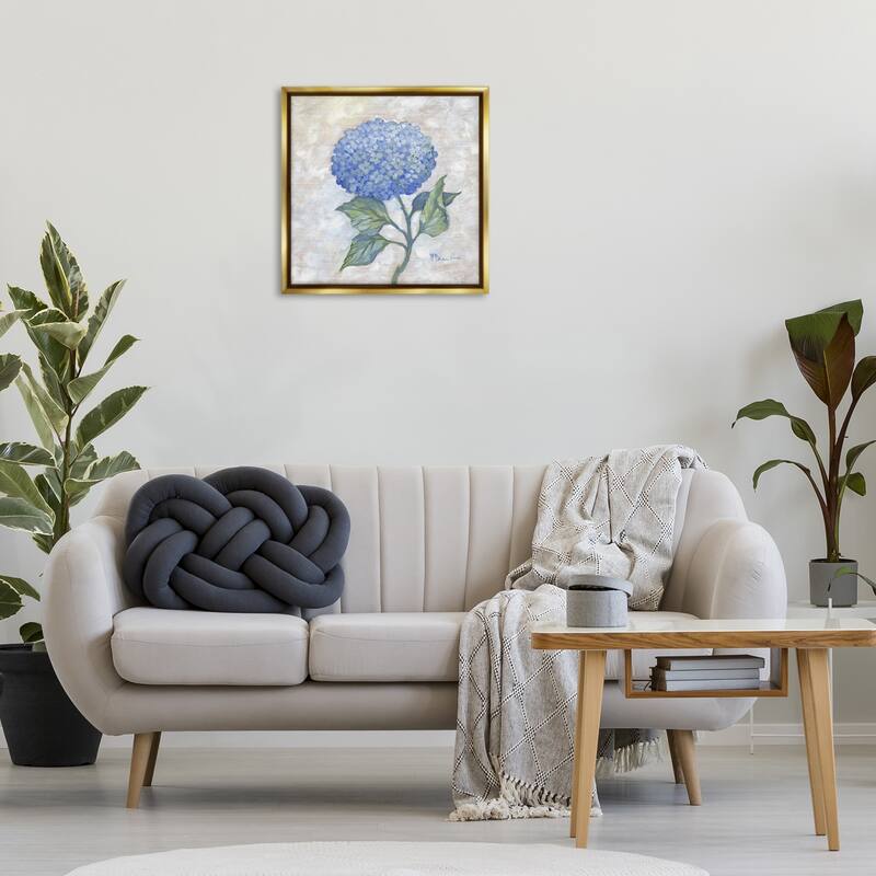 Stupell Traditional Blue Hydrangea Bloom Framed Floater Canvas Wall Art Design By Paul Brent