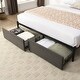 preview thumbnail 1 of 4, Full Bed Frame, Storage Headboard with Charging Station Black+Brown+Grey
