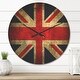 preview thumbnail 7 of 8, Designart 'Vintage UK Flag' Oversized Global Wall CLock 23 in. wide x 23 in. high