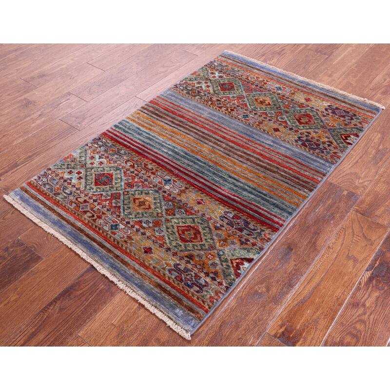 Golden Nile Khorjin Persian Gabbeh Hand Knotted Wool Rug - 2' 7" X 4' 2"