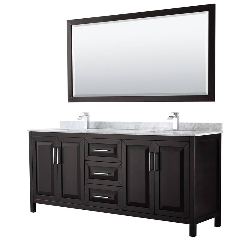 Daria 80-inch Double Vanity, Marble Top, 70-inch Mirror
