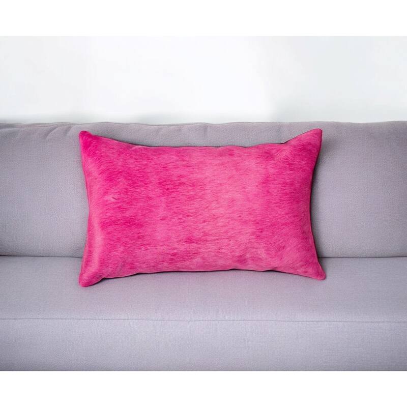 12" X 20" Fuschia Cowhide Throw Pillow - Fuchsia