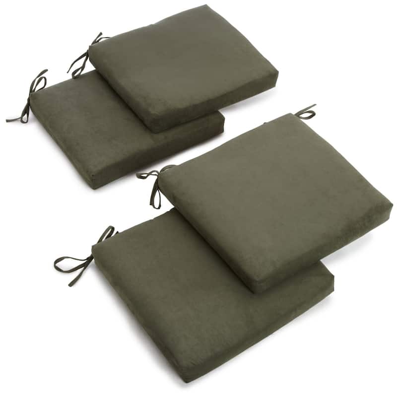 20-inch by 19-inch Microsuede Chair Cushion with Ties (Set of 1, 2, or 4) - Set of 4 - Hunter Green
