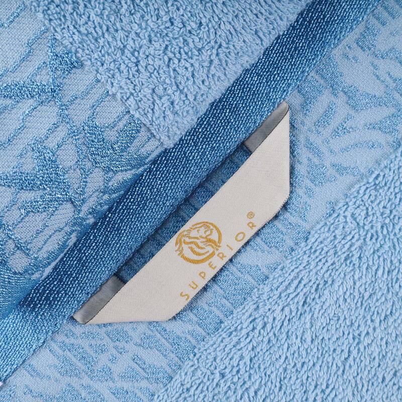 Superior Wisteria Cotton Floral Jacquard Border Bath Towel Set