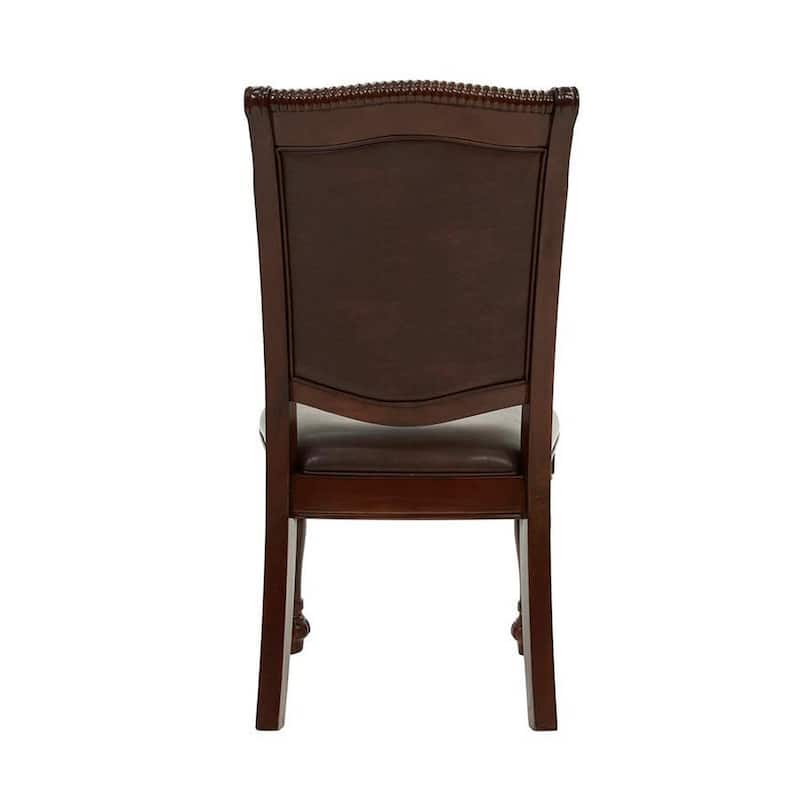 Set of 2 Rubber Wood Traditional Dining Chair, Dark Brown and Black