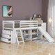 preview thumbnail 3 of 7, White Low Loft Bed with Attached Bookcases and Separate 3-Tier Drawers, Convertible Ladder and Slide, Twin