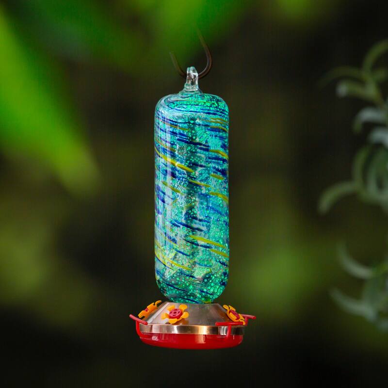 Glow in the Dark Glass Hummingbird Feeder