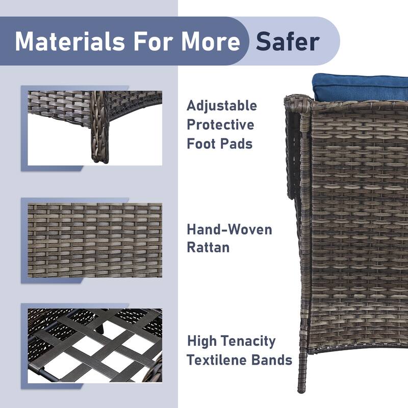 Outdoor Patio Chairs with Sofa Ottoman Table