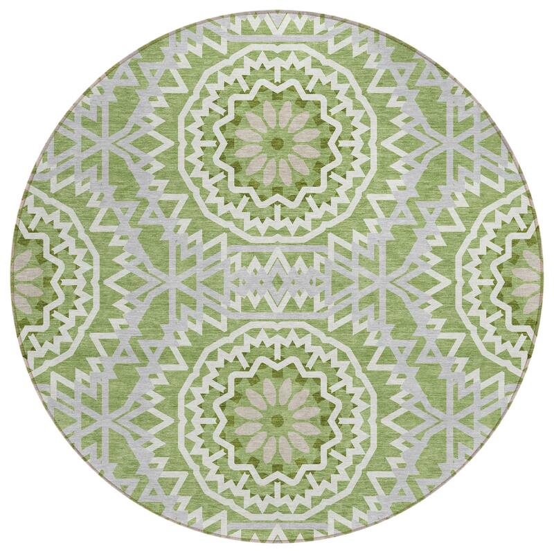 HomeRoots Floral Medallion Transitional Rectangle Outdoor Rug