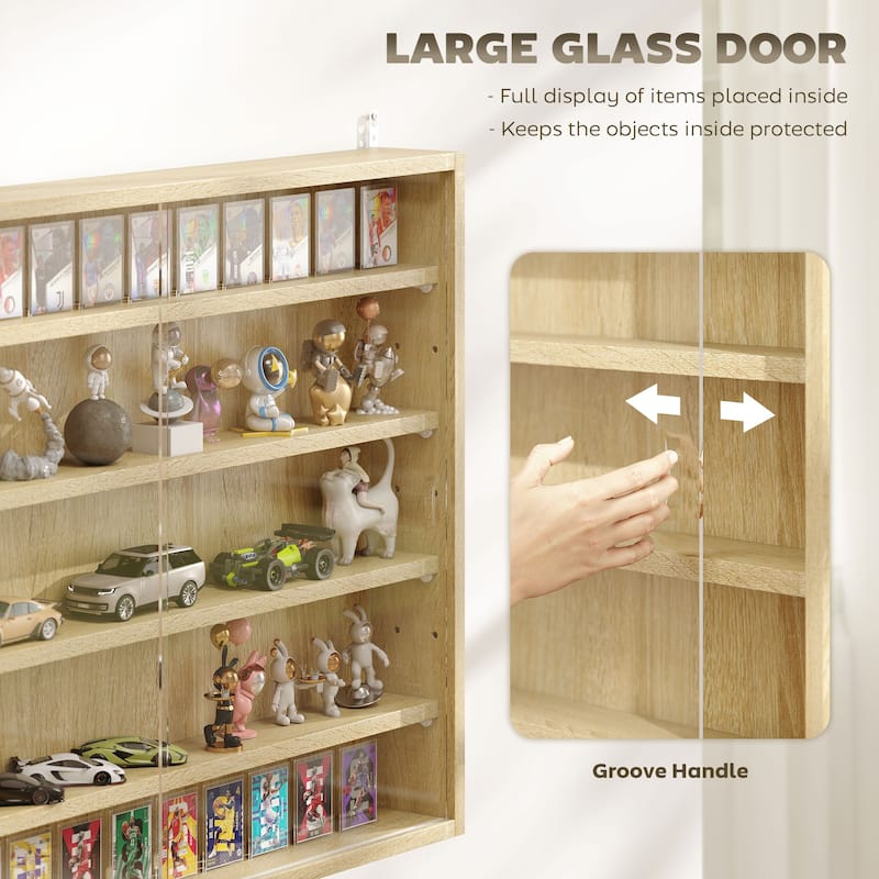 HOMCOM 5-storey Wall Shelf Display Cabinet w/2 Glass Doors and 4 Adjustable Shelves