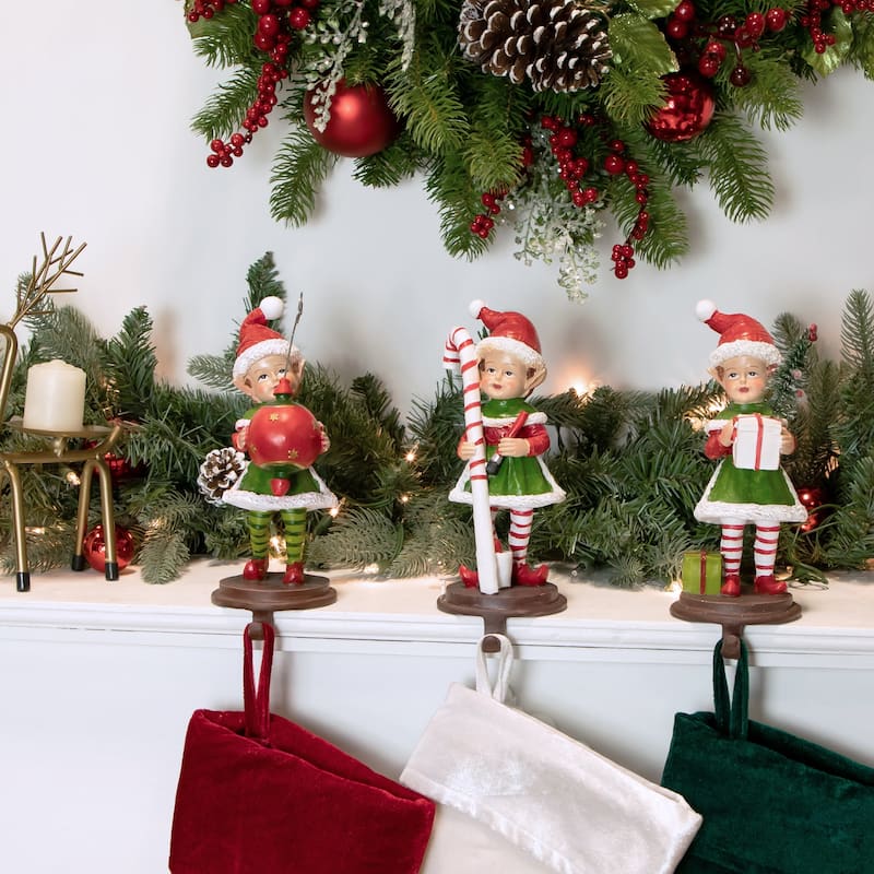 Set of 3 Christmas Elves Stocking Holders 8.5"