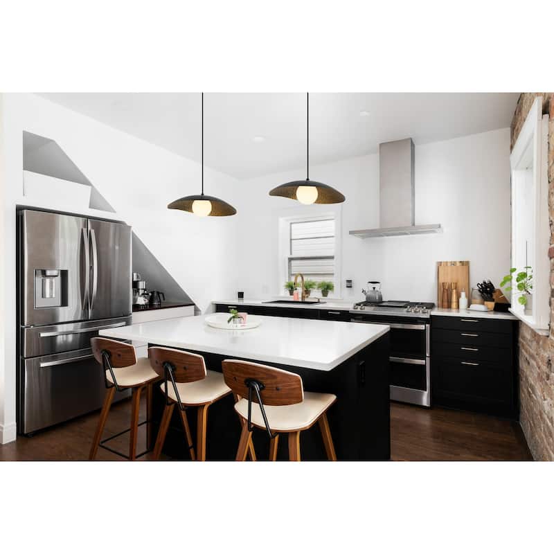 Access Lighting Yates 1 Light LED Pendant - Black with Antique Brushed Brass