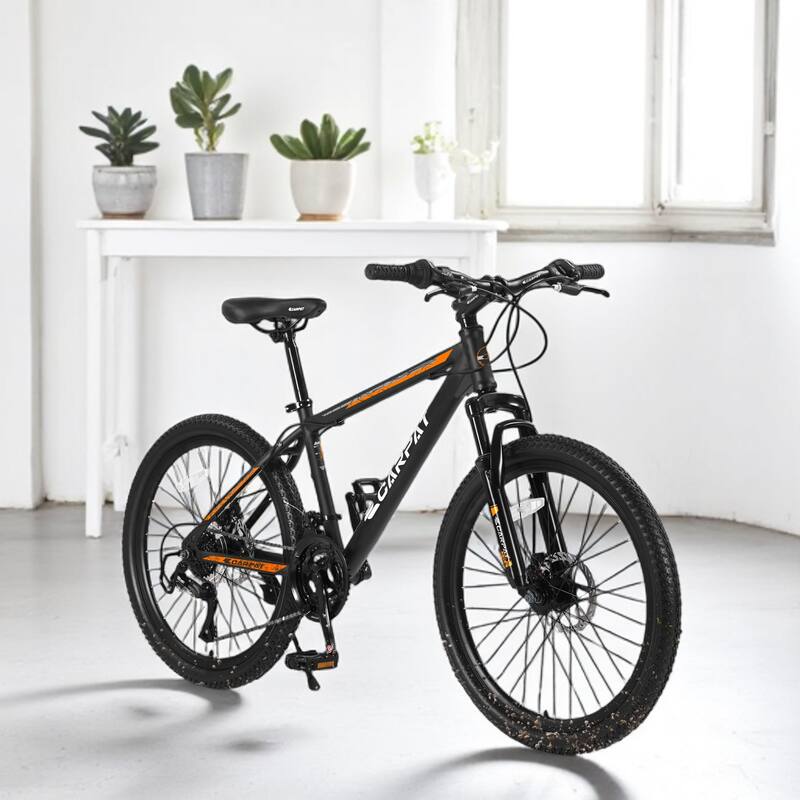 26" Mountain Bike, Shimano 21-Speed with Mechanical Disc Brakes, High-Carbon Steel Frame, Suspension MTB Bicycle