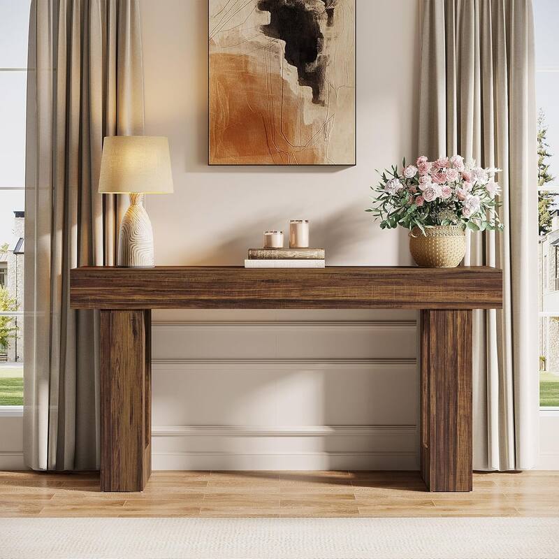 63" Wooden Console Table, Rectangular Sofa Table for Behind Couch, Entryway, HallwayLiving Room