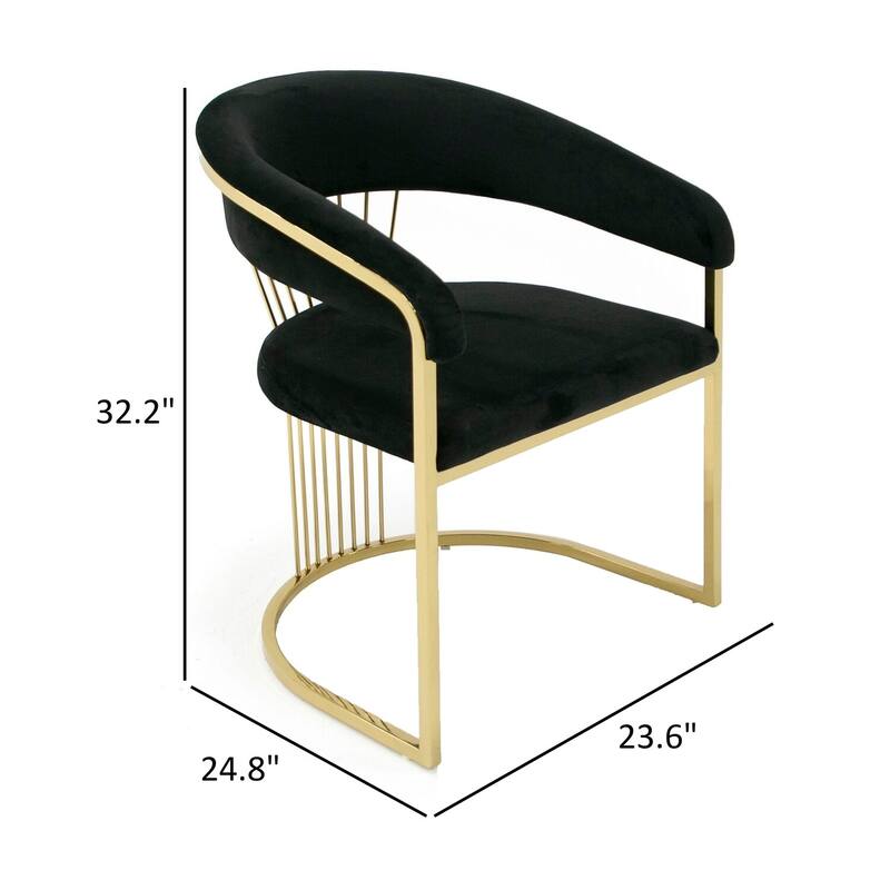 Gold/Black Velvet Upholstered Metal Frame Dining Chair, Sturdy Dining Chair for Dining Rooms - 22.75