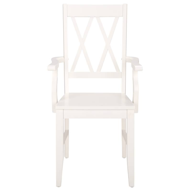 SAFAVIEH HOME Yelena Double X-Back Arm Chair - 18"W x 22"D x 39"H - White