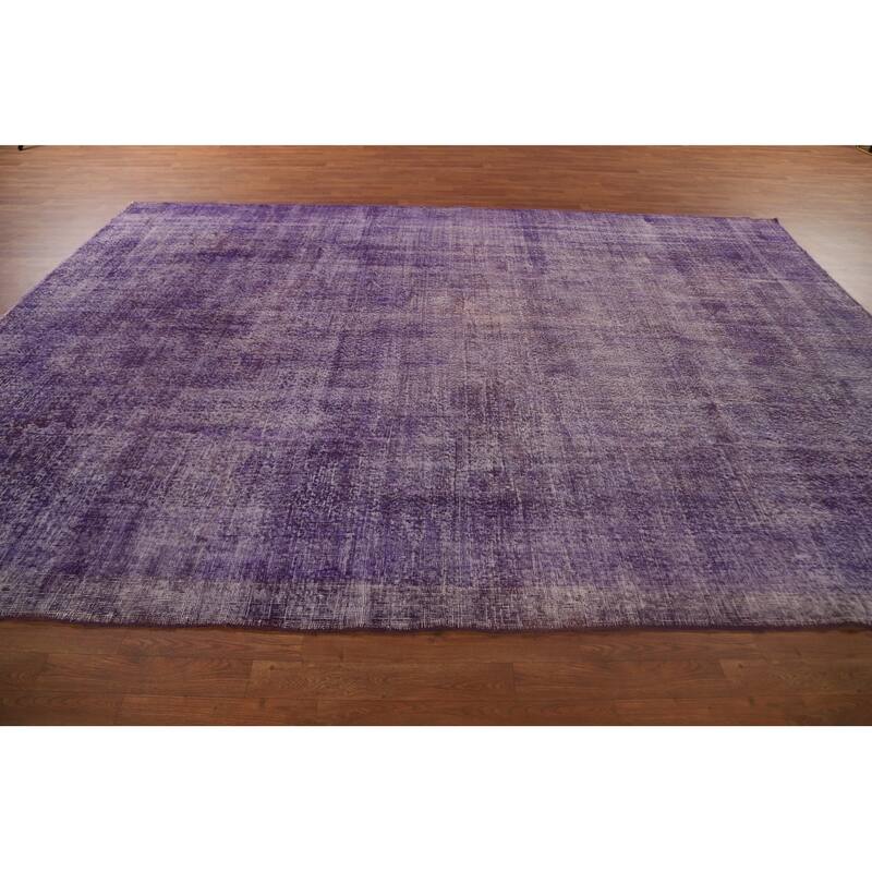 Distressed Anatolian Turkish Vintage Rug Handmade Purple Wool Carpet - 8'1" x 11'8"