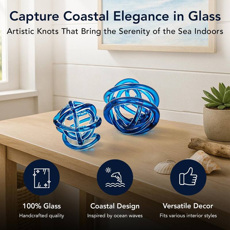 American Art Decor As the Tides Turn Table Top Knots, Blue - 5.91" x 5.91" - 5.91" x 5.91"