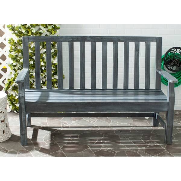 slide 2 of 6, SAFAVIEH Outdoor Living Indaka Ash Grey Acacia Wood Bench Ash Grey