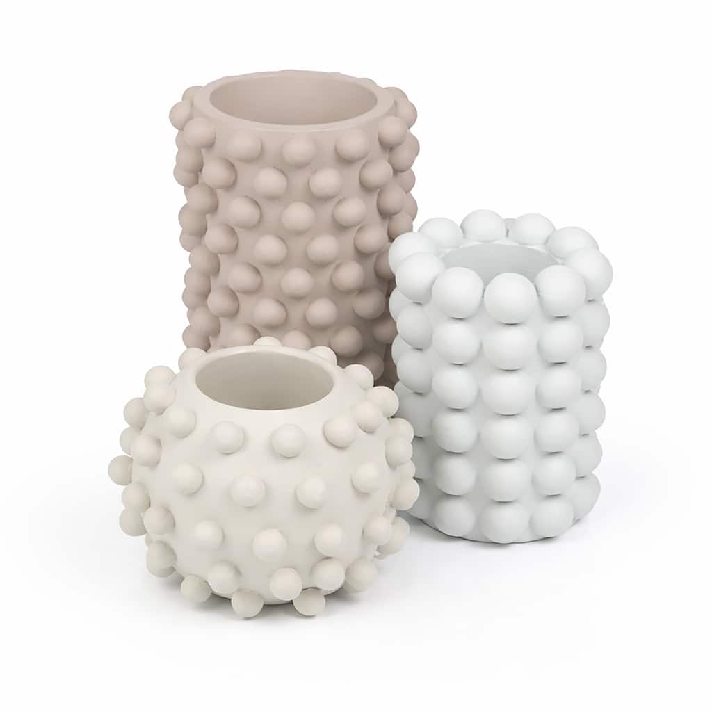 JONATHAN Y Maren Modern Minimalist Handmade Concrete Bubble Cylinder and Round Planter Set (Set of 3)