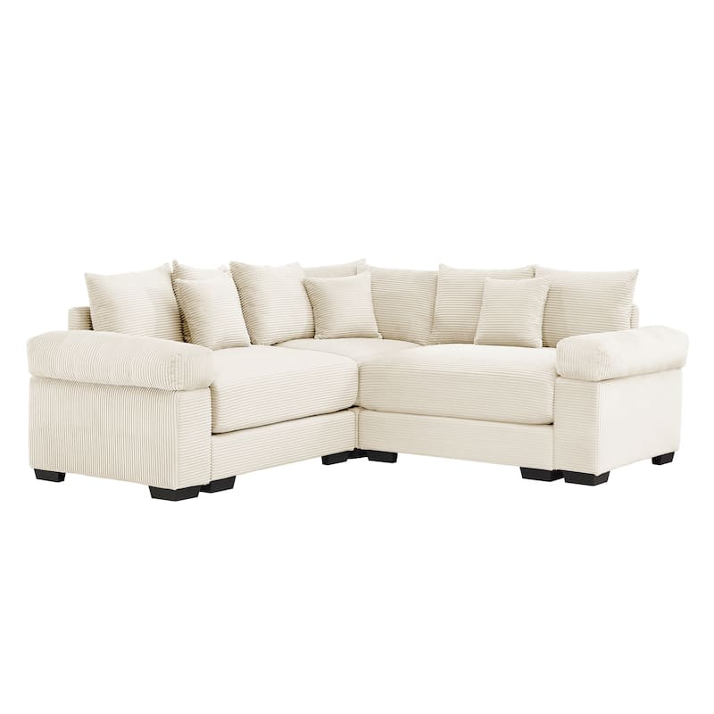 GDFStudio - Corduroy L-Shaped 3-Seater 79.1" Cloud Modular Sectional Couch
