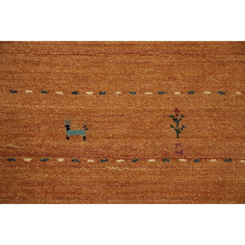 Hand Knotted Oriental 100% Wool Carpet Tribal Animal Pictorial Oranges & Rust Gabbeh Area Rug - 7' 11'' X 4' 11''